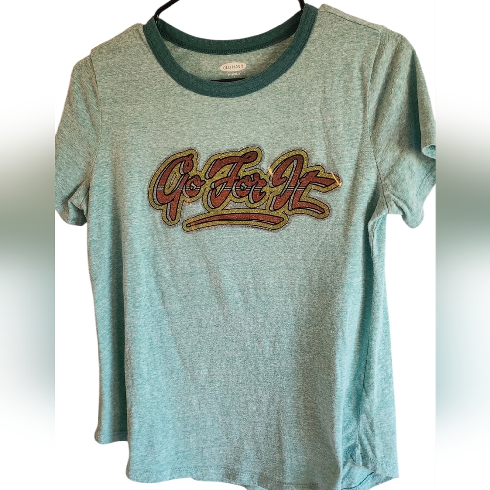 1970s Go For It glitter vinyl NOS ringer tee